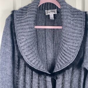 Joseph Ribkoff Gray Alpaca Wool Blend Coatigan | Shawl Collar | Size 12